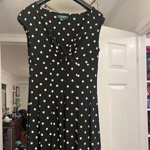 Ralph Lauren dress black and white polka dot size 10 euc